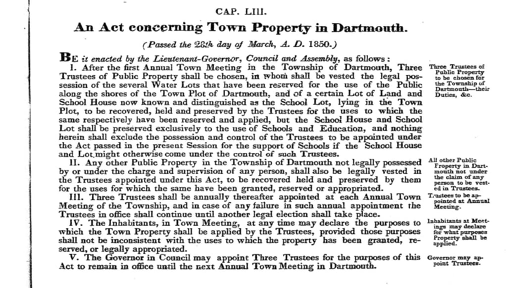 An Act concerning Town Property in Dartmouth, 1850 c53
