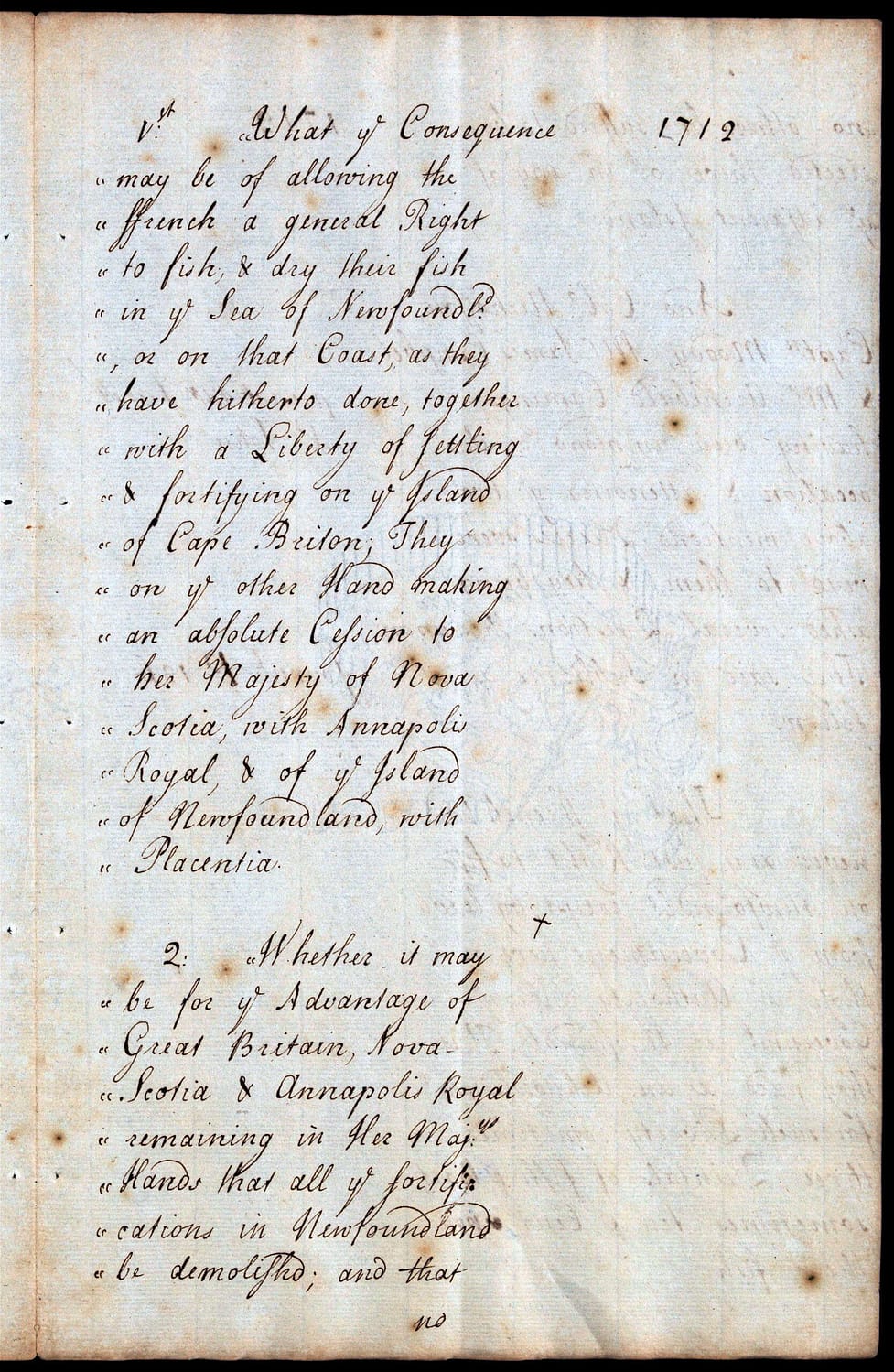 Legislative history regarding treaties of commerce with France, Spain relating to New Foundland, Nova Scotia, and Cape Breton