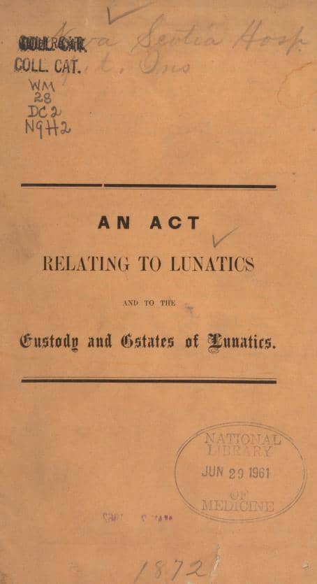 An act relating to lunatics and to the custody and estates of lunatics