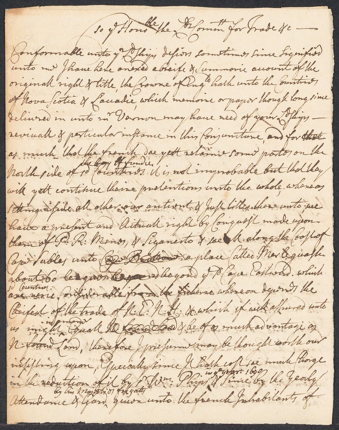 Nelson, John (draft) to the Board of Trade; [London] 12 Apr 1697