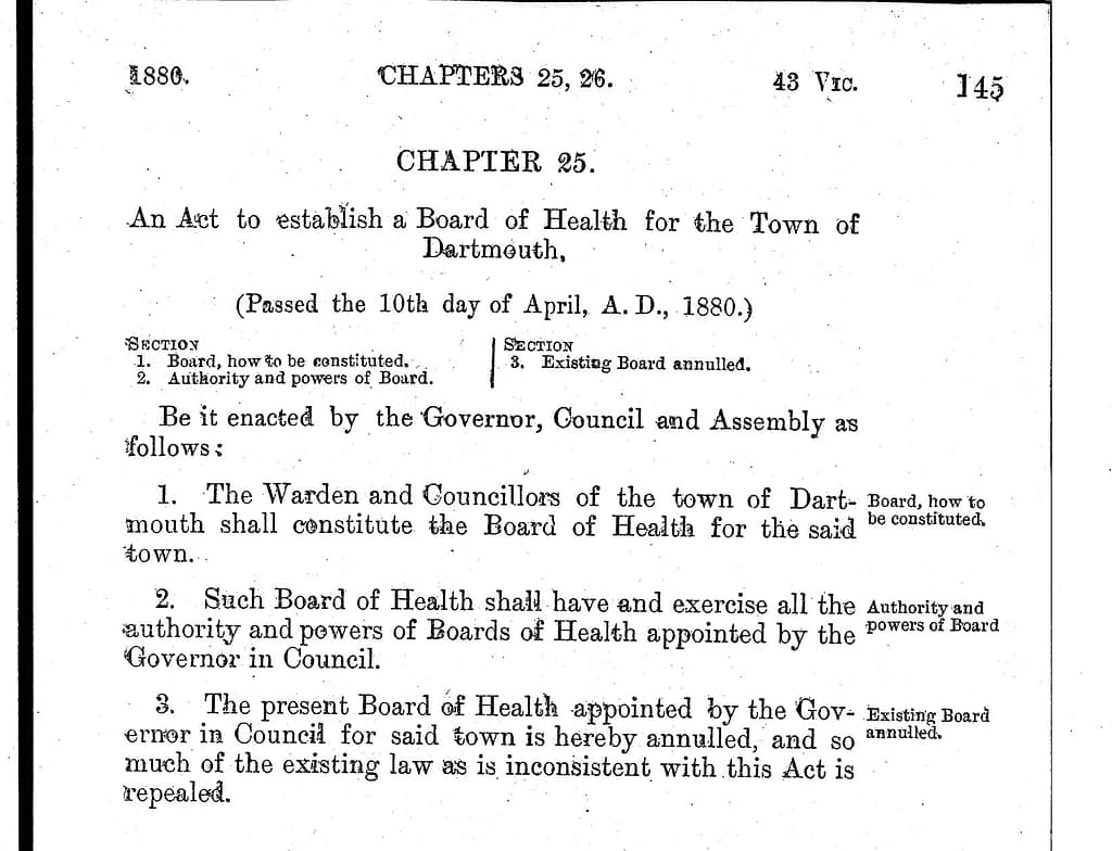 To establish a Board of Health for the Town of Dartmouth, 1880 c25