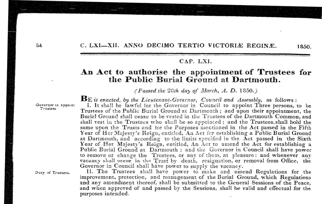 To authorize the appointment of Trustees for the Public Burial Ground, 1850 c61
