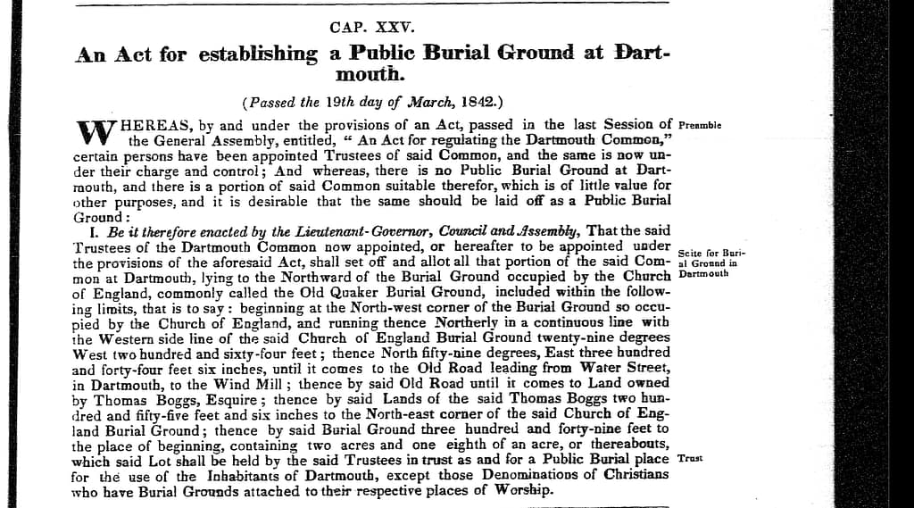 For establishing a Public Burial Ground, 1842 c25