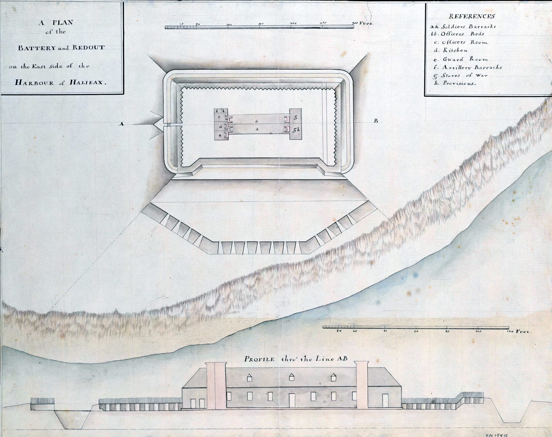 A plan of the battery and redout on the east side of the harbour of Halifax (Dartmouth)