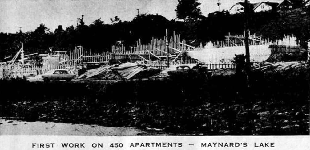 Lakefront Apartments under construction at Maynard's Lake