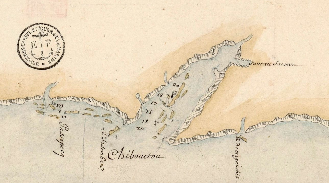 Carte des costes de l’Acadie depuis le passage de Fronsac jusqu’à la rivière St Jean